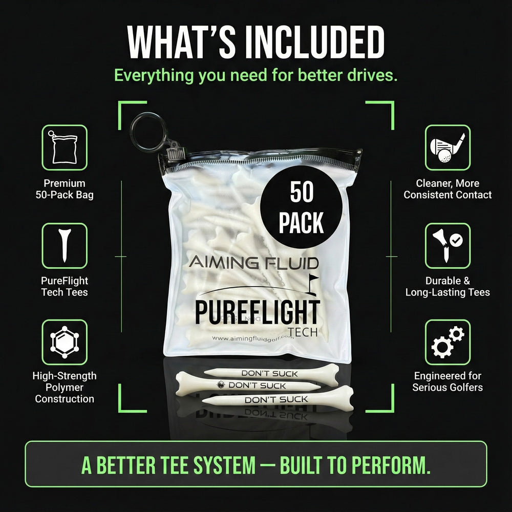 Aiming Fluid Golf - DON’T SUCK™ Golf Tees – PureFlight™ 4-Prong Design (50-Pack)