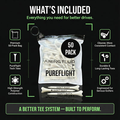 Aiming Fluid Golf - DON’T SUCK™ Golf Tees – PureFlight™ 4-Prong Design (50-Pack)