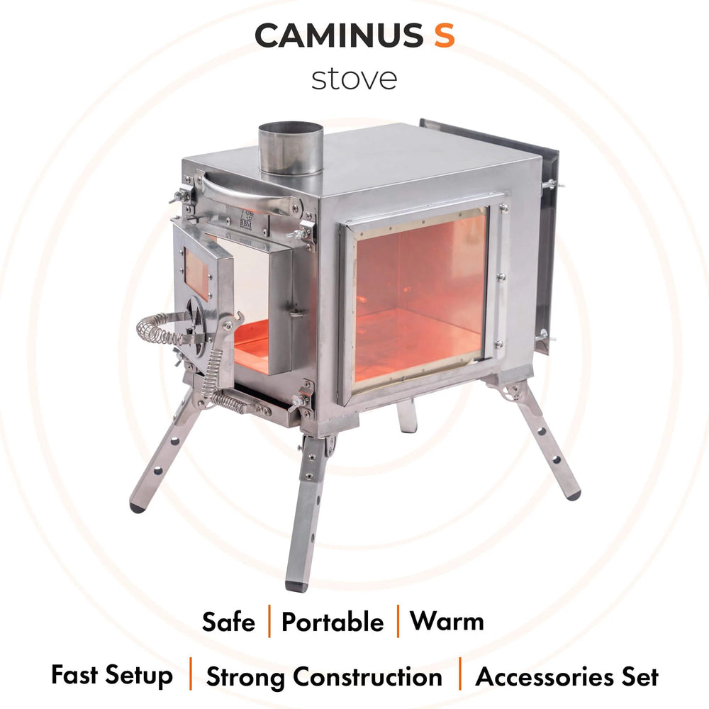 RBM Outdoors Small Wood Stove With Fire-Resistant Glass "Caminus S"