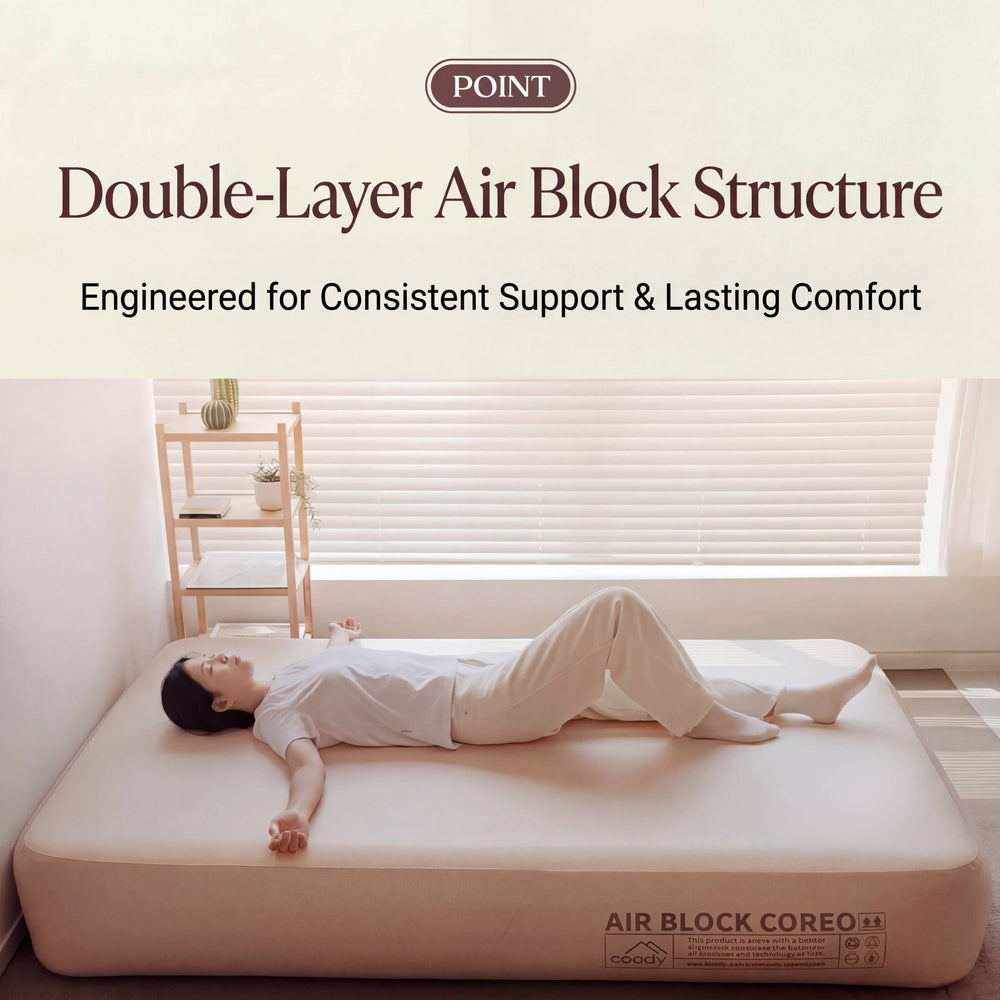 RBM Outdoors Coody Coreo Air Mattress Single (105 × 200 × 35 cm) – Structured Air Block Inflatable Bed, Compact Pack Design