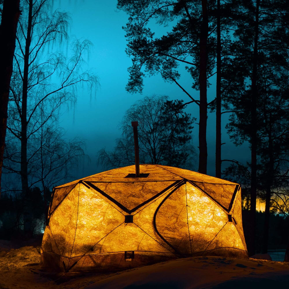 RBM All-Seasons tent Hexagon for 2-9 person + Wood Stove Caminus M