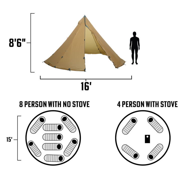 Seek Outside 8 Person Tipi | Stove | Liner | Hot Tent Bundle