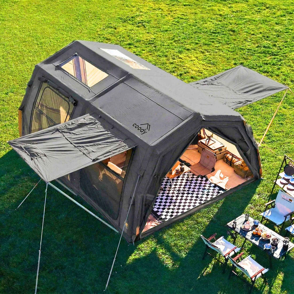 RBM Outdoors Coody Familia AirTent 17.2 PRO Gray (2-10 Person)+Electric Pump+TPU Door Gray+Ground Sheet