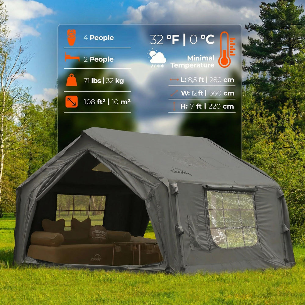 RBM Outdoors Coody 10.0 Gray Inflatable Tent House for Camping (2-4 person)