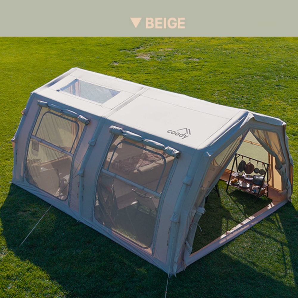 RBM Outdoors Coody Familia AirTent 17.2 Pro Beige- Inflatable Tent for Camping (2-10 Person)
