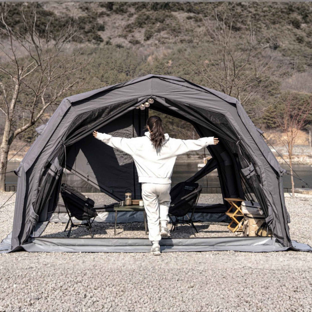 RBM Outdoors Coody 10.0 PRO Gray - Premium Inflatable Canvas Tent for 2–4 Campers
