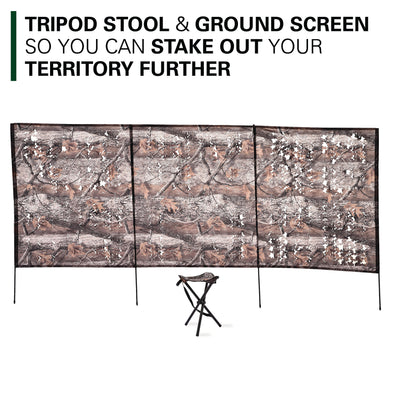 Rukket Sports Hunting Blind w/ Tripod Stool and Ground Screen