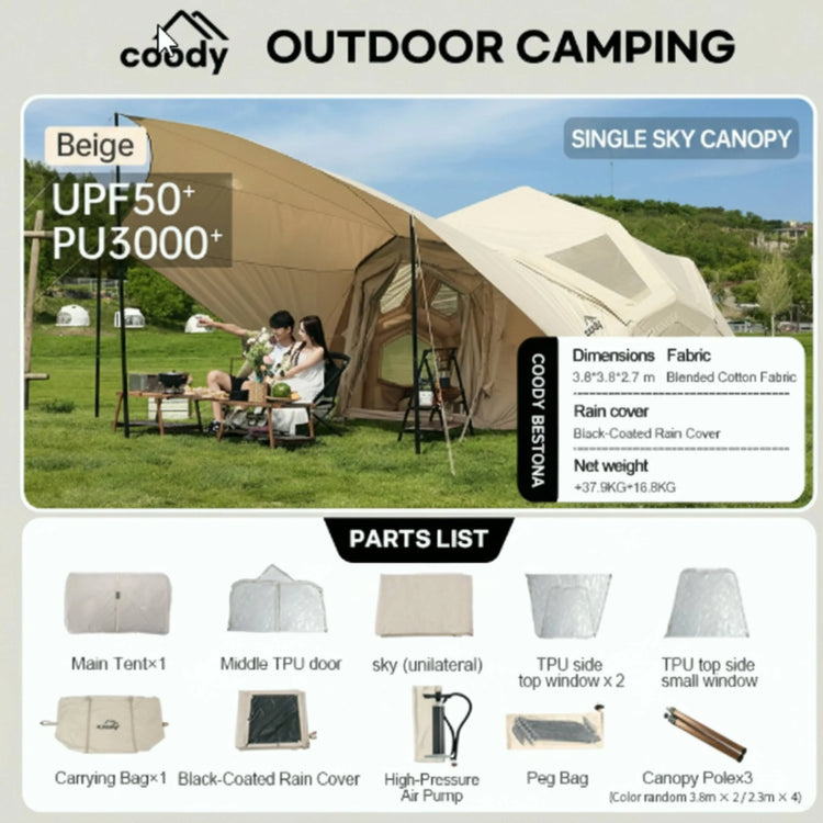 Coody | RBM Bestona Inflatable Tent for 2-4 Person (Beige)
