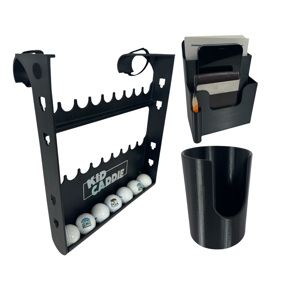 Kid Caddie Golf Back Nine Bundle - Kid Caddie, Organizer and Cup Holder Accessory Bundle