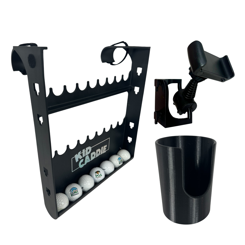 Kid Caddie Golf Front Nine Bundle - Kid Caddie, Phone and Cup Holder Accessory Bundle