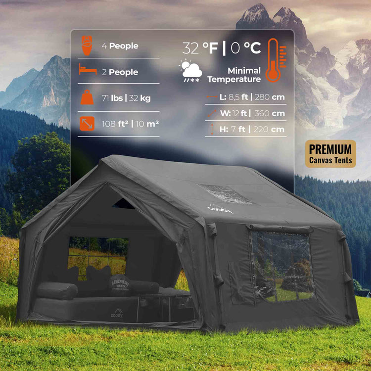 Coody 10 | Rbm Outdoors Inflatable Tent for 2-4 person (Black)