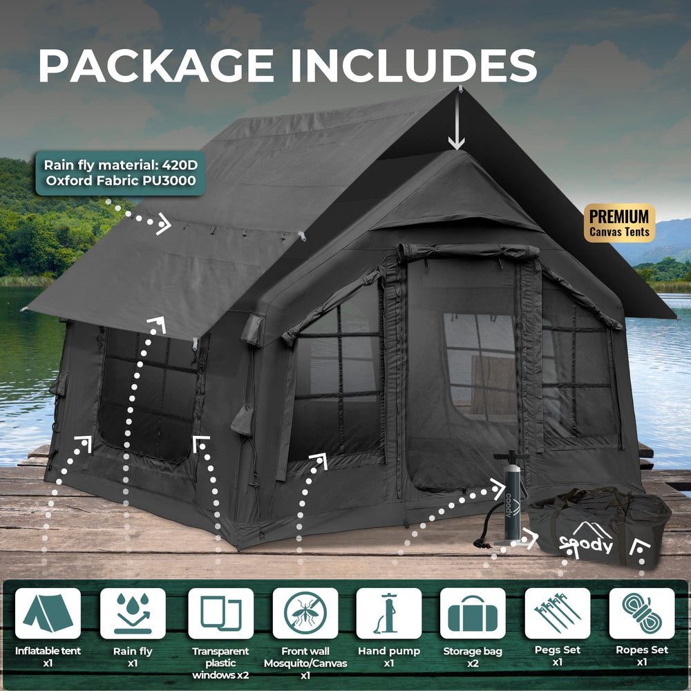 RBM Outdoors Coody 8.0 Black - Inflatable Tent House for Camping 1-4 person