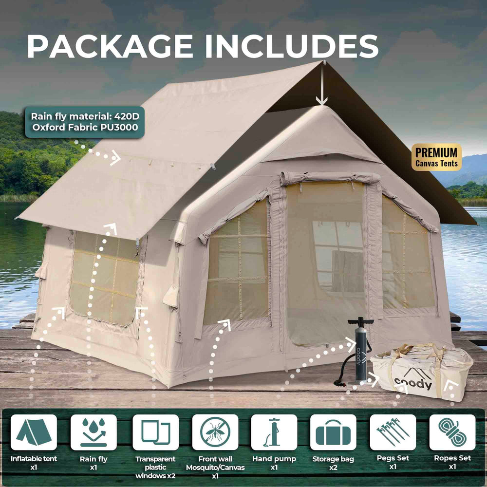 RBM Outdoors Coody 8.0 Beige Inflatable Tent House for Camping (1-4 person)
