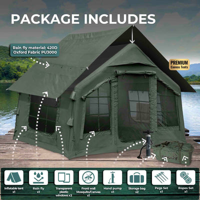 RBM Outdoors Coody 8.0 Forest Green - Inflatable Tent House for Camping 1-4 person