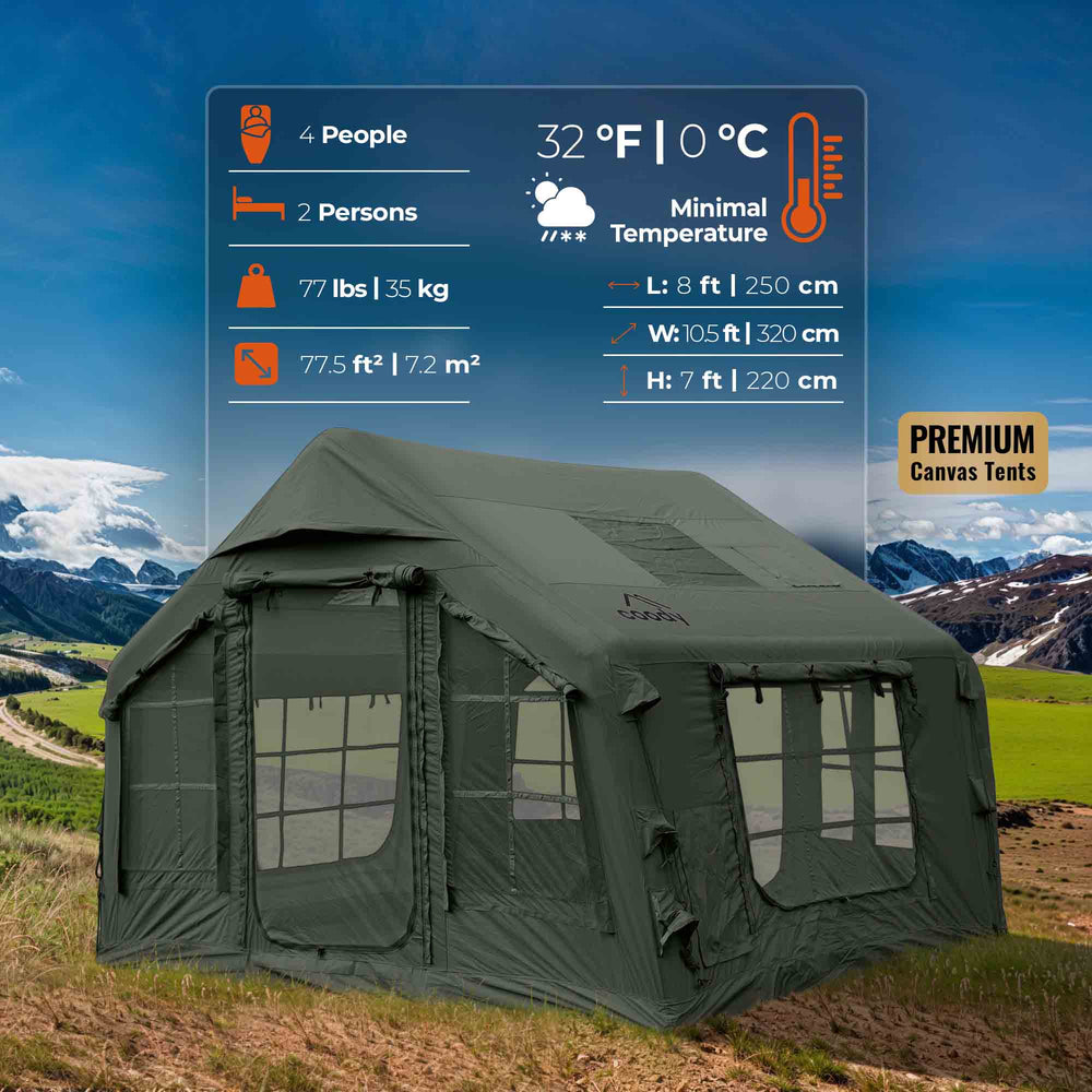RBM Outdoors Coody 8.0 Forest Green - Inflatable Tent House for Camping 1-4 person