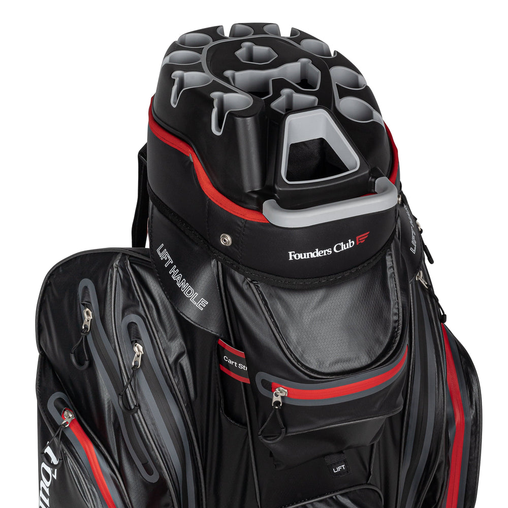 Founders Club 3rd Generation Premium Organizer 14 Way Golf Cart Bag - Black/Red Waterproof