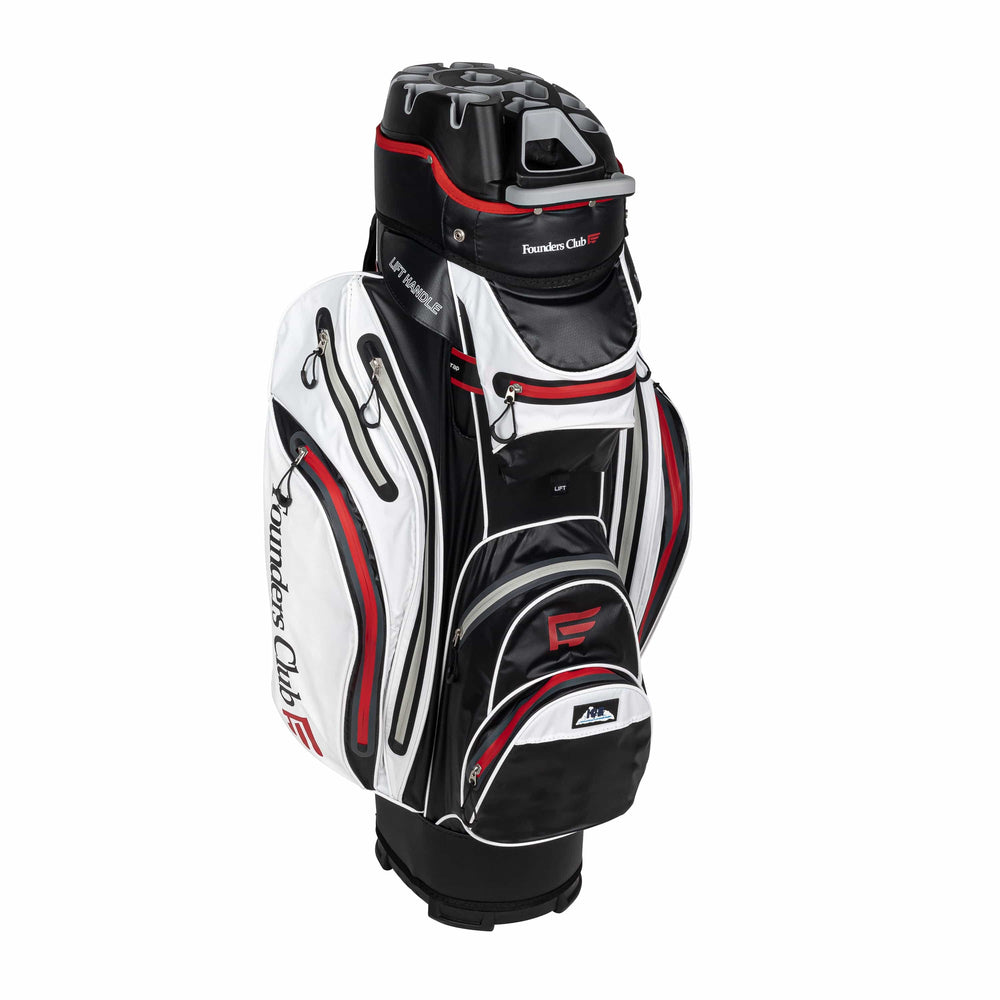 Founders Club 3rd Generation Premium Organizer 14 Way Golf Cart Bag - White/Red Waterproof