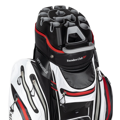 Founders Club 3rd Generation Premium Organizer 14 Way Golf Cart Bag - White/Red Waterproof