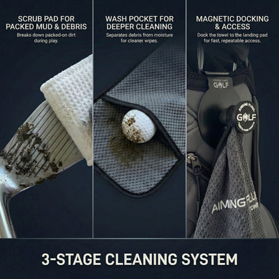 Aiming Fluid Golf - Stubby Magnetic Golf Towel + Landing Pad System