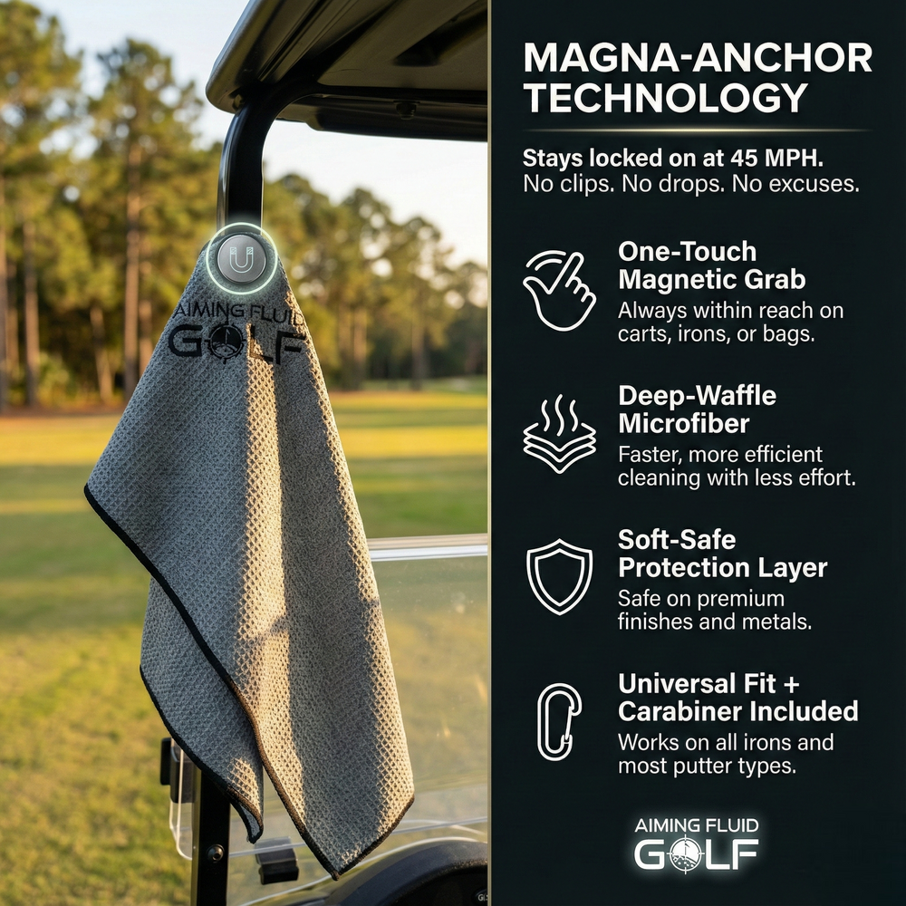Aiming Fluid Golf - Magna-Anchor™ Magnetic Golf Towel – The 40 (16×40)