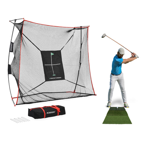 Rukket Sports Haack Pro Golf Net with Tri-Turf Mat (9'x7')