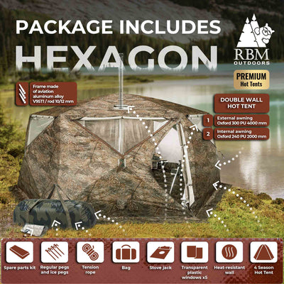 RBM All-Seasons tent Hexagon for 2-9 person