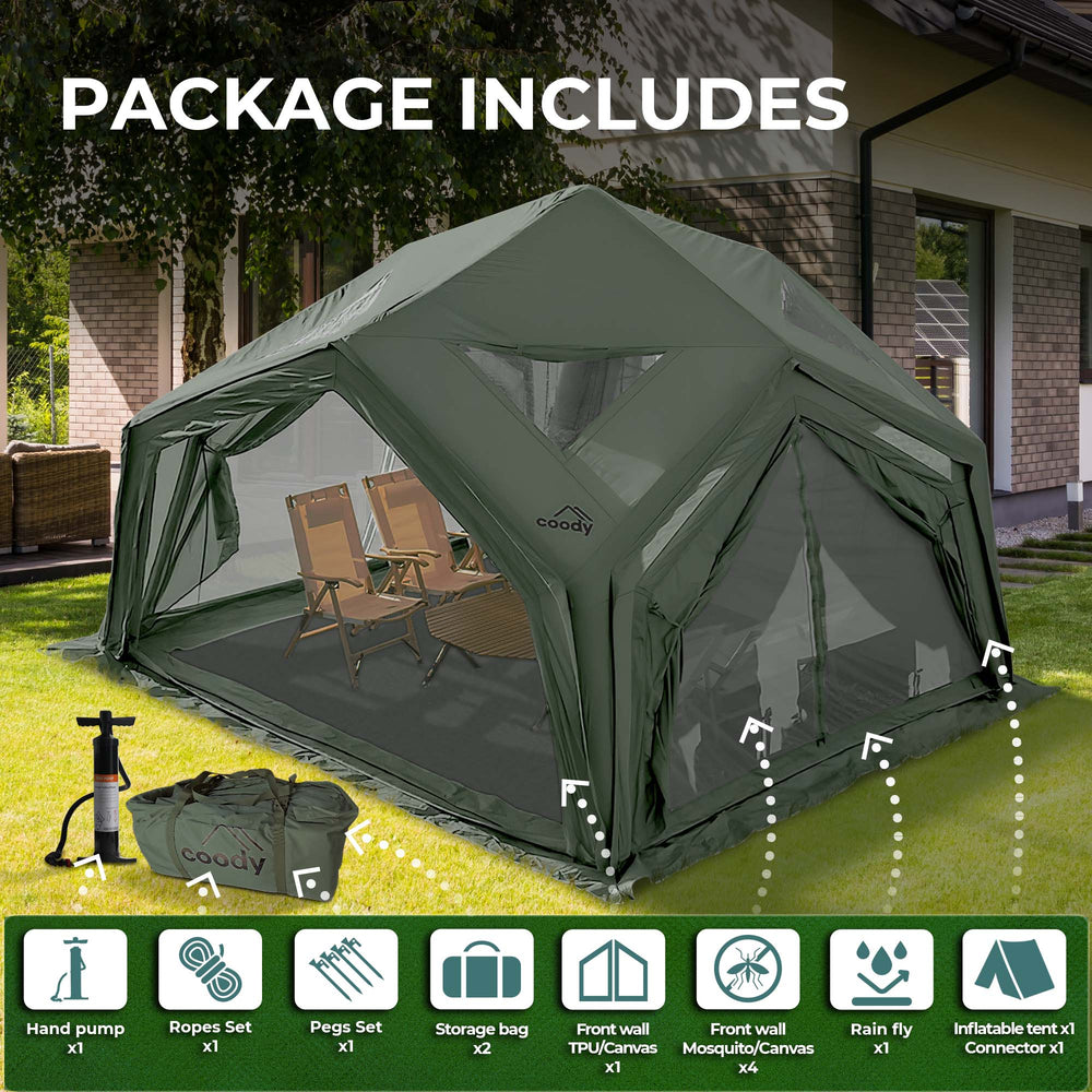 RBM Outdoors Coody Hub Forest Green (2-6 person) + Ground Sheet PVC + Carpet Coody Hub + Electric Pump