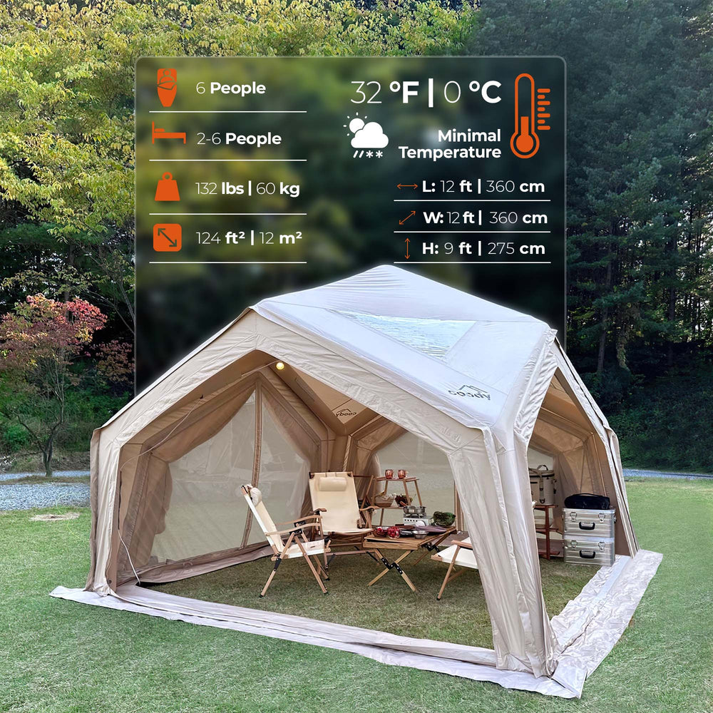 RBM Outdoors Coody Hub Beige (2-6 person) + Ground Sheet PVC + Carpet Coody Hub + Electric Pump