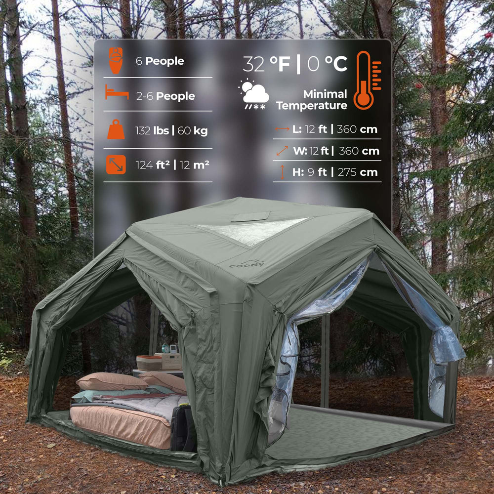 RBM Outdoors Coody Hub Forest Green (2-6 person) + Ground Sheet PVC + Carpet Coody Hub + Electric Pump