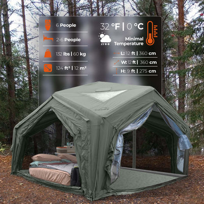 RBM Outdoors Coody Hub Forest Green (2-6 person) + Ground Sheet PVC + Carpet Coody Hub + Electric Pump