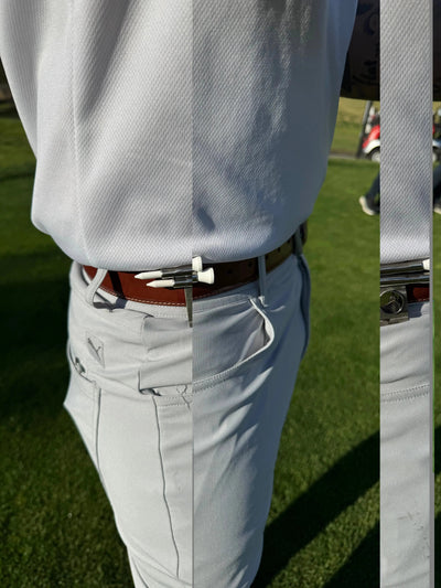 The Tee Clip® Tether™: USA Made | Golf Tee Holder for Belt or Waist| Double Barrels for 2 Tees and 18mm Ball Marker