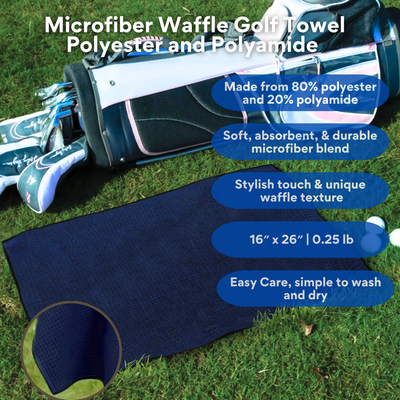 Medium Microfiber Waffle Golf Towel: Black Trimmed Pack of 3
