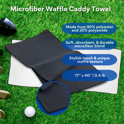 Large Microfiber Waffle Golf Towel: Black Trimmed