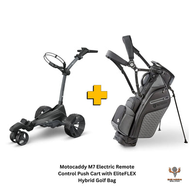 Motocaddy M7 Electric Remote Control Push Cart with EliteFLEX Hybrid Golf Bag Bundle