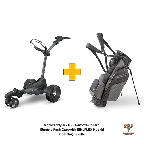 Motocaddy M7 GPS Remote Control Electric Push Cart with EliteFLEX Hybrid Golf Bag Bundle