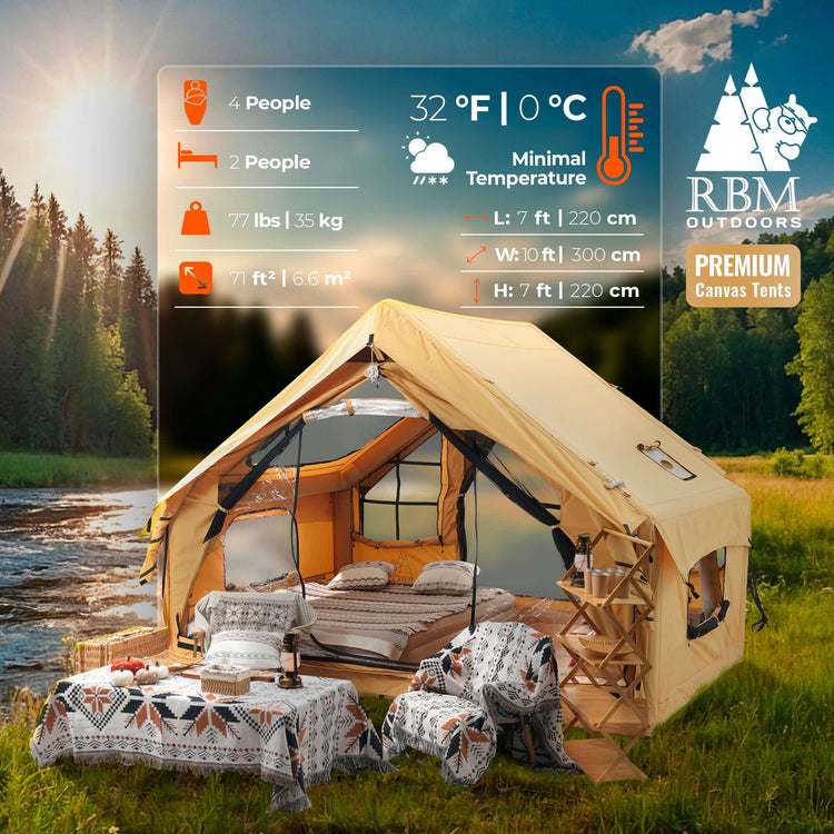 RBM Outdoors Panda Medium - Inflatable tent for 1-4 person (Sunny Beige)