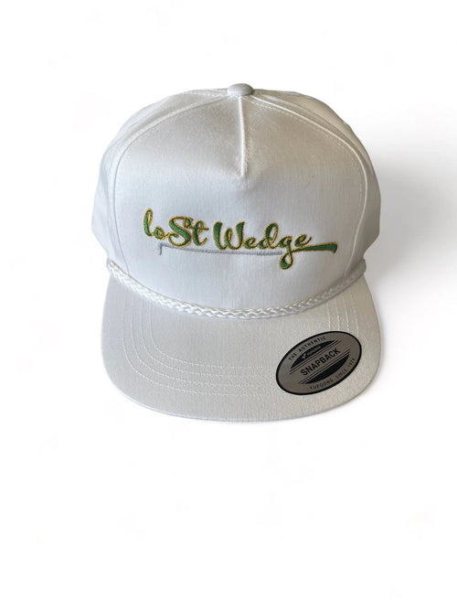 The Tee Clip Lost Wedge™ Official Logo Retro Golf Hat White with White Chord