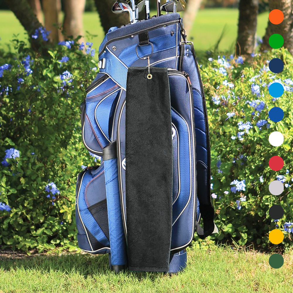 Tri-Fold Platinum Velour Golf Towel: Grommet & Hook - Pack of 3
