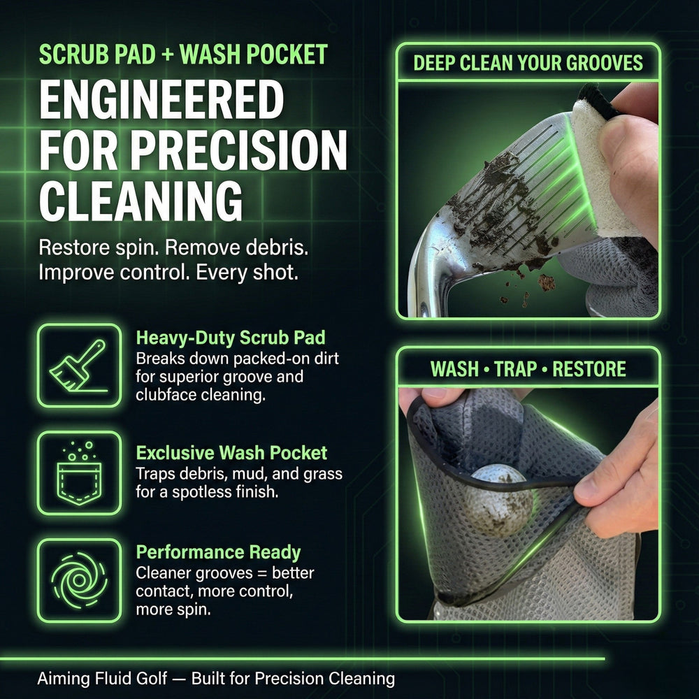 Aiming Fluid Golf - Magna-Anchor™ Magnetic Golf Towel – Stubby (16×24)