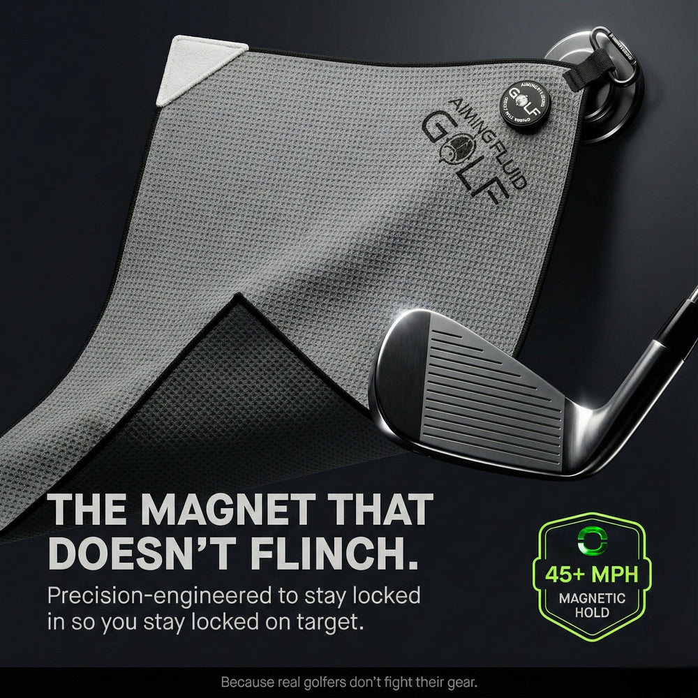 Aiming Fluid Golf - Magna-Anchor™ Magnetic Golf Towel – Stubby (16×24)