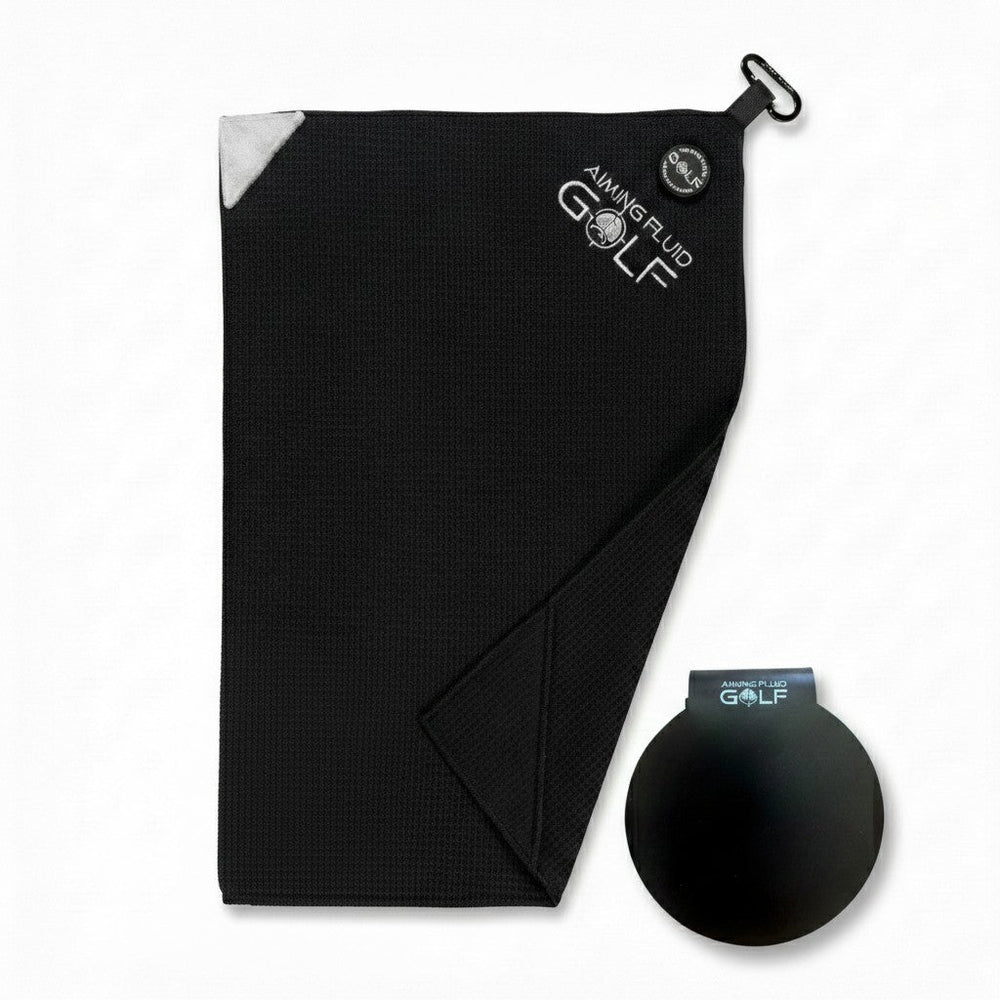 Aiming Fluid Golf - Stubby Magnetic Golf Towel + Landing Pad System