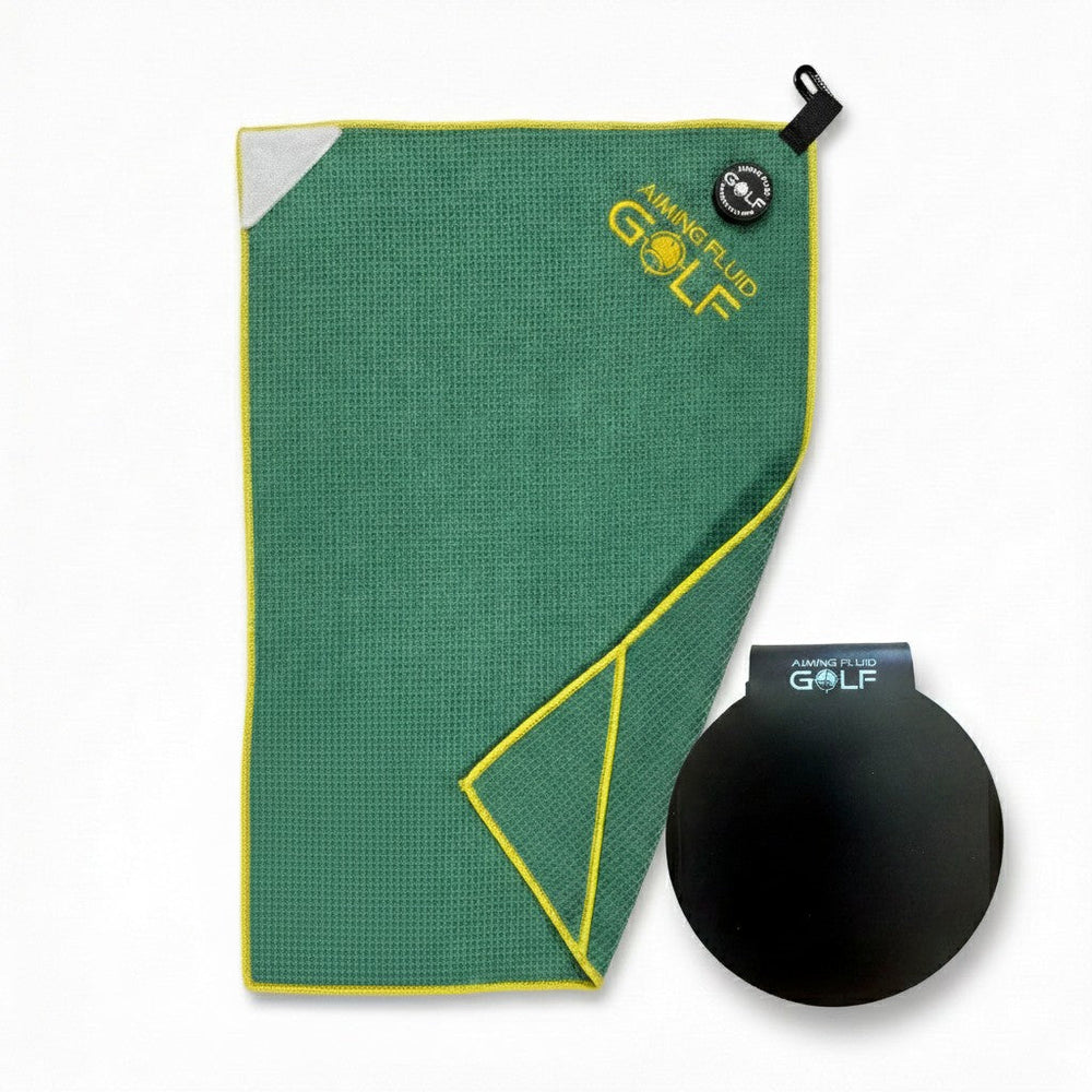 Aiming Fluid Golf - Stubby Magnetic Golf Towel + Landing Pad System