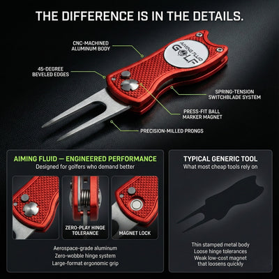 Aiming Fluid Golf - Foldable Metal Divot Tool
