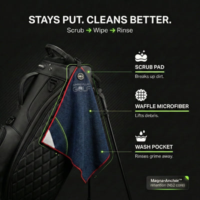Aiming Fluid Golf - Magna-Anchor™ Magnetic Golf Towel – Stubby (16×24)