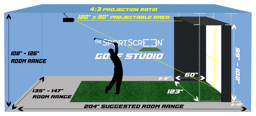 The SportScreen Golf Studio Vanish 11 Retractable Golf Simulator Enclosure