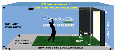 The SportScreen Golf Studio Vanish 11 Retractable Golf Simulator Enclosure