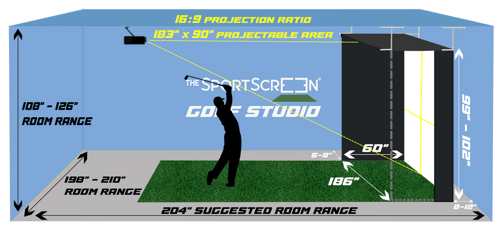 The SportScreen Golf Studio Vanish 16 Retractable Golf Simulator Enclosure