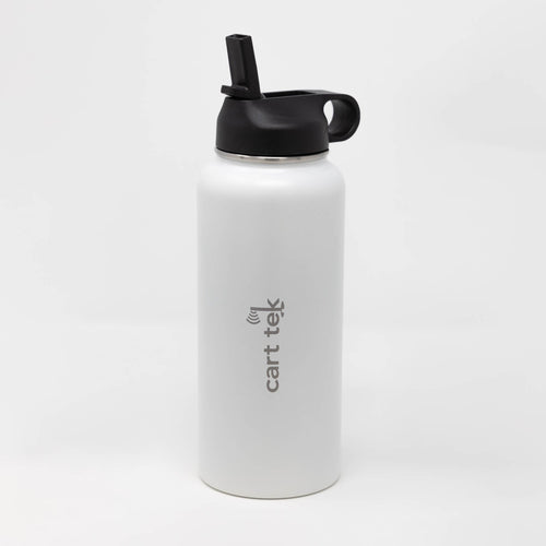 Cart Tek White Cart Tek 32 Oz Thermos Cup Water Bottle and XL Drink Holder Combo