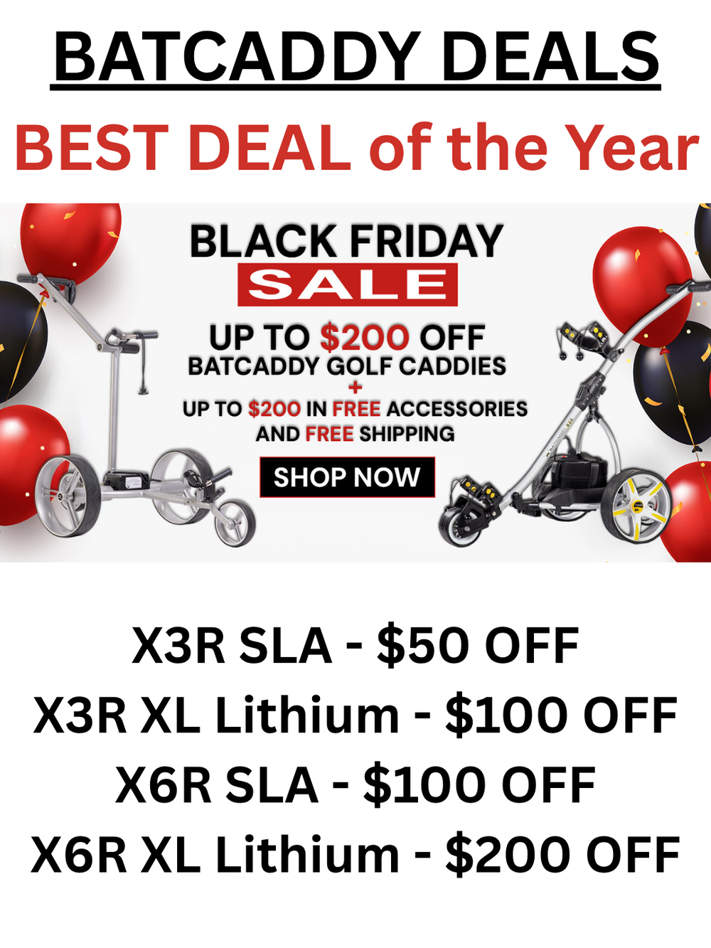 BATCADDY X6R Electric Remote Control Push Cart - BLACK FRIDAY SALE