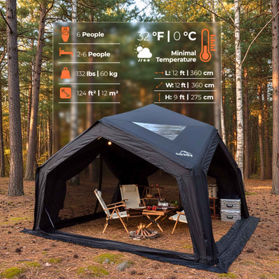 Coody | RBM Hub Shelter Inflatable Tent for 2-6 Person (Black)